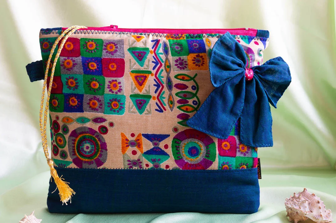 Bow Styled Pouch - Teal Blue
