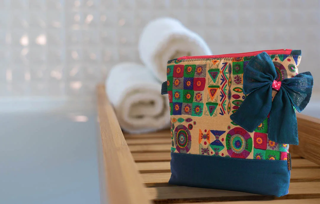 Bow Styled Pouch - Teal Blue - Image 5