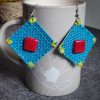 Handmade Blue Jute Earrings