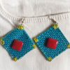 Handmade Blue Jute Earrings - Image 3