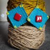 Handmade Blue Jute Earrings - Image 4