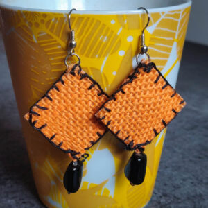 Orange jute earrings