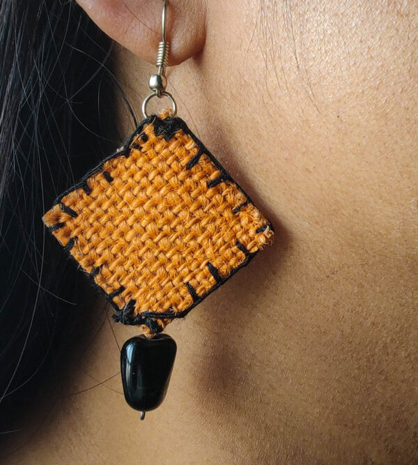 Ear Ring Jute Orange 2 https://chaturango.com/orange-jute-earrings-for-women/