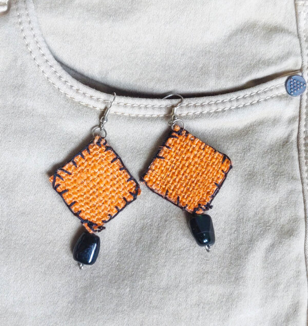 Ear Ring Jute Orange 3 https://chaturango.com/orange-jute-earrings-for-women/
