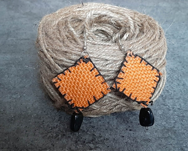 Ear Ring Jute Orange 4 https://chaturango.com/orange-jute-earrings-for-women/