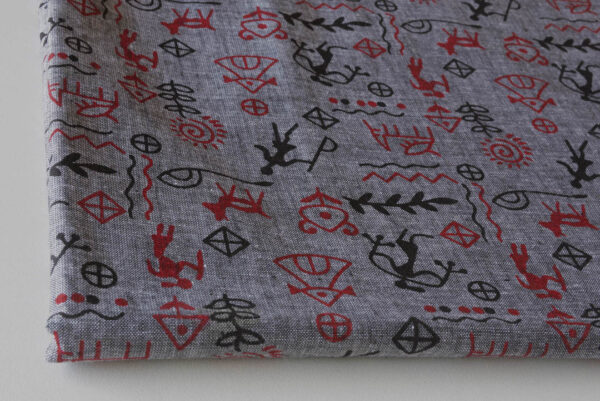 Fabric Egyptian Print Grey Red Black 2 https://chaturango.com/cotton-fabric-online-grey-red-black/