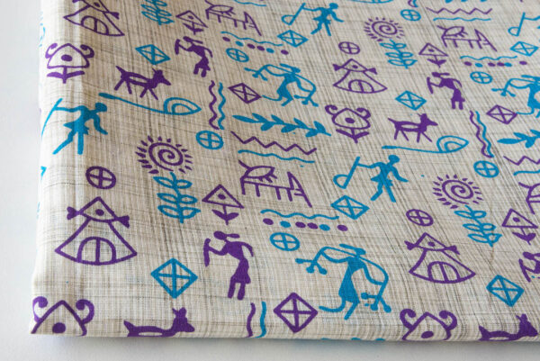 Fabric Egyptian Print White Blue Purple 2 https://chaturango.com/cotton-fabric-online-white-blue-purple/