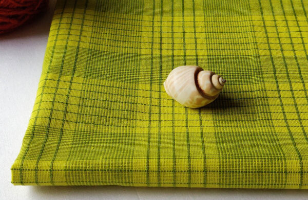 Fabric Handloom Checkered Green 2 https://chaturango.com/handloom-fabrics-cotton-checkered-green/