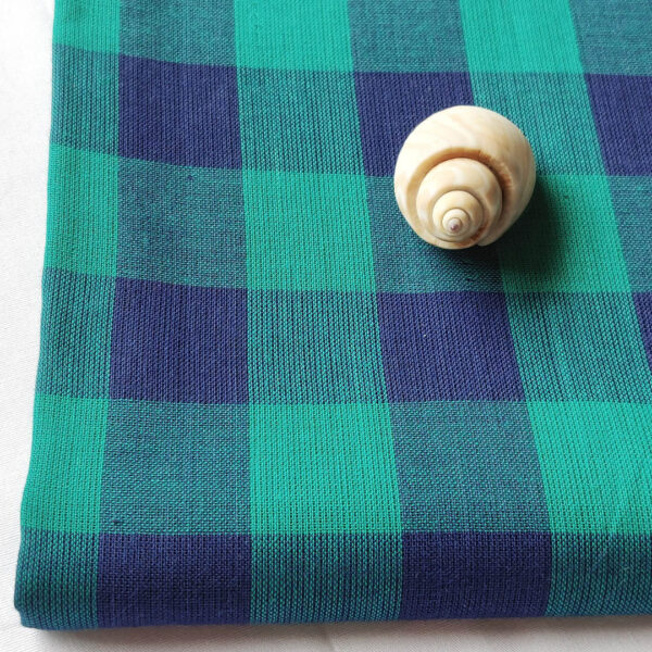 Fabric Handloom Checks Green Blue 2 https://chaturango.com/handloom-fabrics-cotton-checks-green-blue/