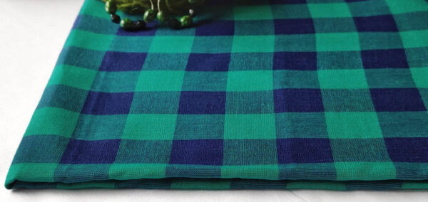 Fabric Handloom Checks Green Blue 3 https://chaturango.com/handloom-fabrics-cotton-checks-green-blue/