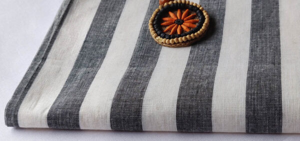 Fabric Handloom Stripe Black 2 https://chaturango.com/cotton-handloom-fabrics-black-stripe/