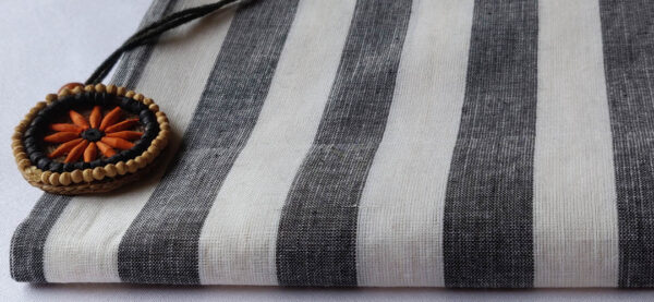 Fabric Handloom Stripe Black 3 https://chaturango.com/cotton-handloom-fabrics-black-stripe/