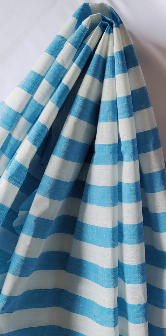 Fabric Handloom Stripe Blue 3 https://chaturango.com/handloom-fabrics-cotton-blue-stripes/