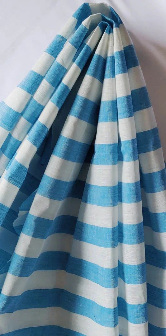 Elite Handloom Fabrics - Cotton Stripes Blue in 2023 - Image 3