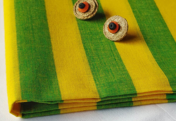 Fabric Handloom Stripe Green 2 https://chaturango.com/handloom-fabrics-cotton-green-striped/
