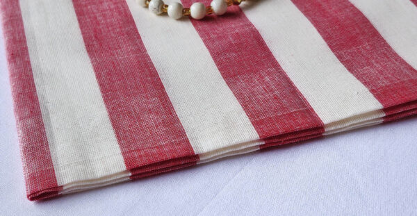 Fabric Handloom Stripe Red 2 https://chaturango.com/handloom-fabrics-cotton-stripes-red/