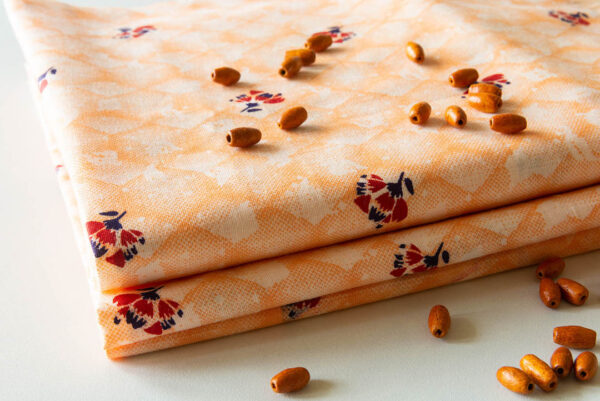 Fabric Orange Floral 4 https://chaturango.com/floral-print-cotton-fabric-online-orange/