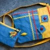 Awesome Jute Crossbody Bag Combo - Blue-Yellow Ric-Rac Design - Image 2
