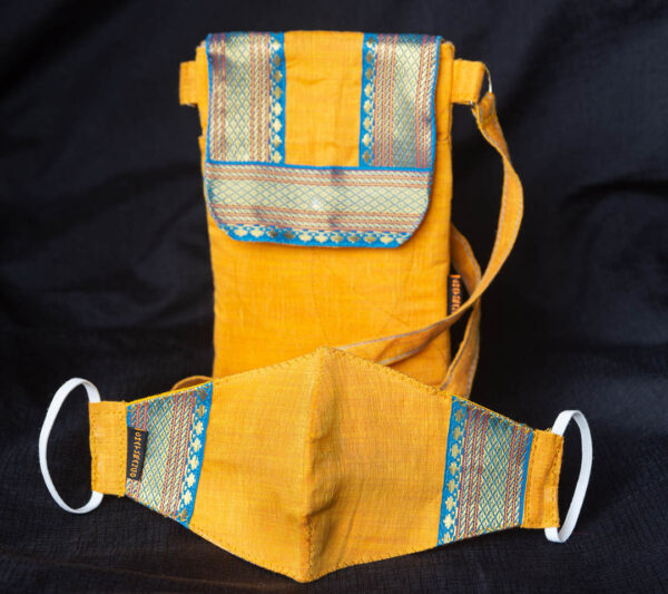 Handbag Sling Zari Border Yellow 2 https://chaturango.com/zari-bordered-sling-bag-for-women-yellow/