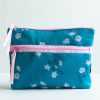 Chanderi Pouch-Ocean Blue Floral Print