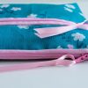 Chanderi Pouch-Ocean Blue Floral Print - Image 4