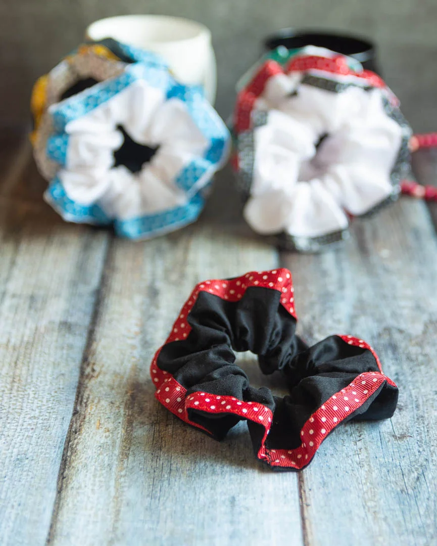 Handmade Black and Red Scrunchie - Image 5