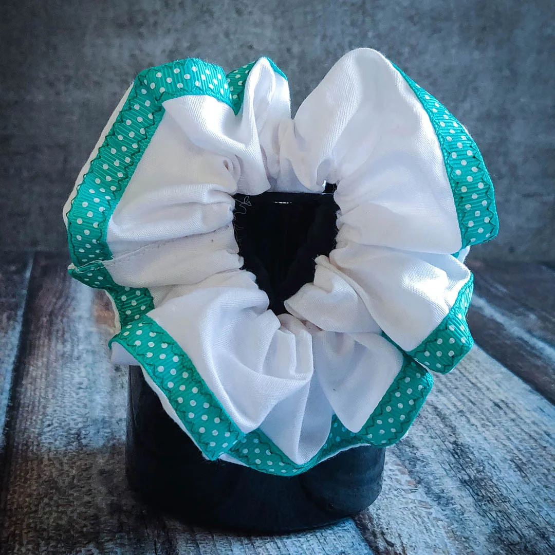 Handmade Green Bordered Scrunchie