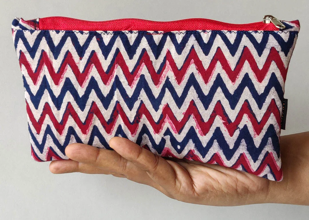 Slim Pouch Chevron Hand Block Printed - Image 2