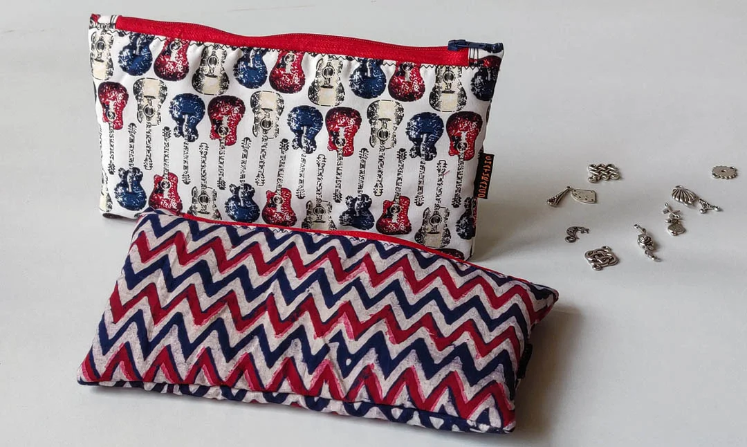 Slim Pouch Chevron Hand Block Printed - Image 4