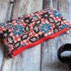 Slim Pouch Black Red and Blue Kalamkari Print