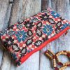 Slim Pouch Black Red and Blue Kalamkari Print - Image 2