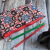 Slim Pouch Black Red and Blue Kalamkari Print - Image 3