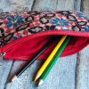 Slim Pouch Black Red and Blue Kalamkari Print - Image 5