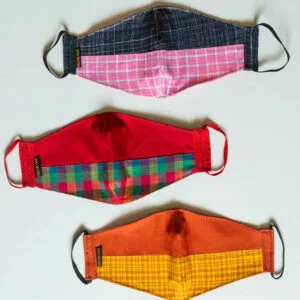 3 Handmade Cotton Masks dual fabric Set1