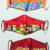 3 Handmade Cotton Masks dual fabric Set5