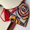 Handmade Cotton Mask Floral Red