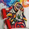 Handmade Cotton Mask Floral Red - Image 3