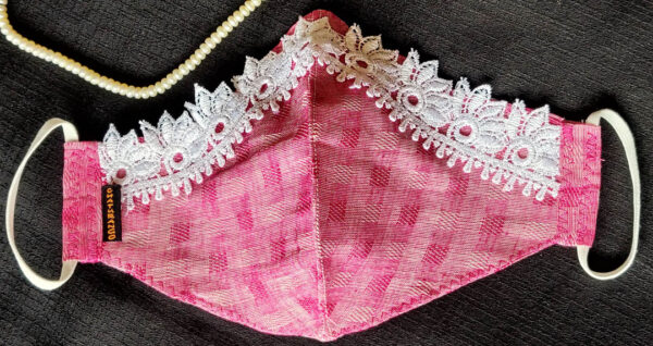 Cotton Mask Lace Pink 2 https://chaturango.com/cotton-face-mask-for-women-lace-pink/