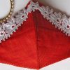 Graceful Cotton Face Mask for Women in 2022 - Red with Lacework - Image 2