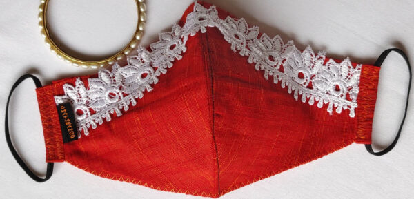 Cotton Mask Lace Red 2 https://chaturango.com/cotton-face-mask-for-women-lace-red/