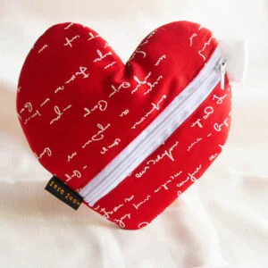 Heart Pouch - Red with White Text