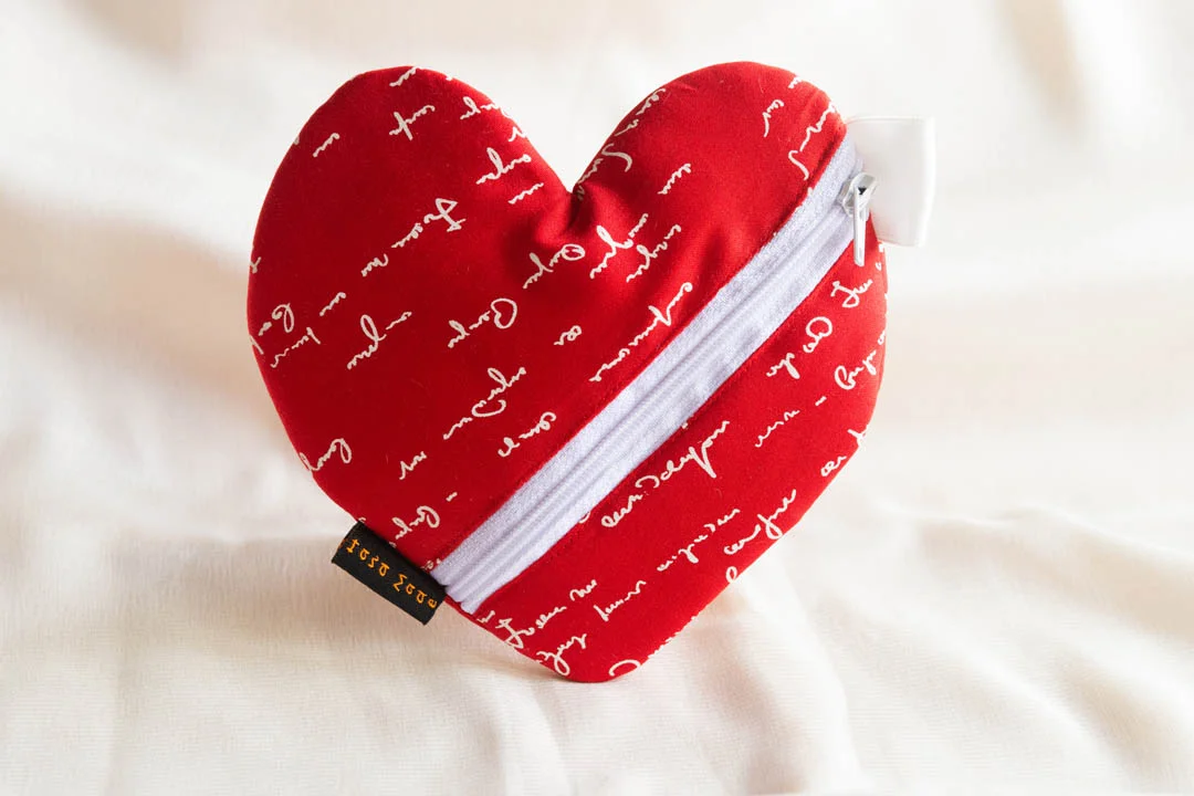 Heart Pouch - Red with White Text 1 Heart Pouch - Red with White Text