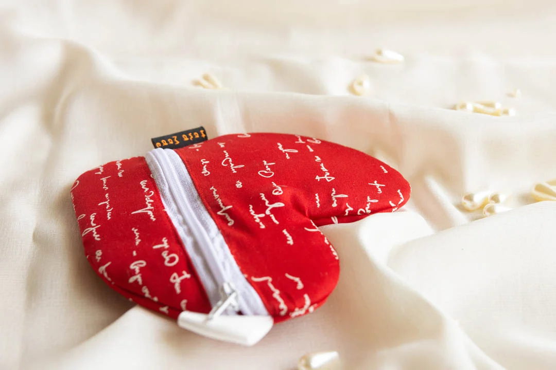 Heart Pouch - Red with White Text 3 Heart Pouch - Red with White Text - Image 3
