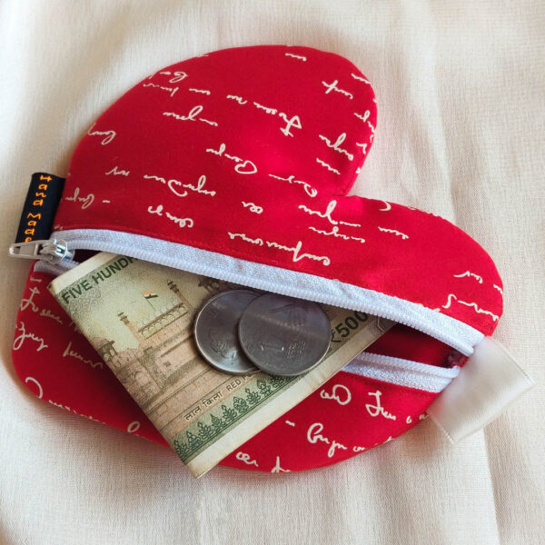 Pouch Heart Shaped Red White Text 4 https://chaturango.com/heart-pouch-red-with-white-text/
