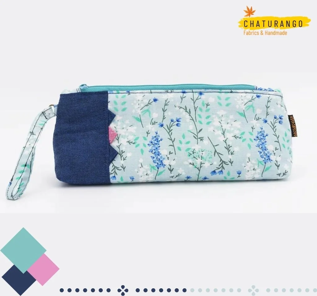 Amour Makeup Pouch for 21st Century Luxury - Dual Tone Blue 1 Chaturango - Buy handmade Makeup Pouch for Women Online at best price
