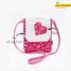 Happy Princess Pink Sling Bag for Girls - Heart Embossed - Image 2