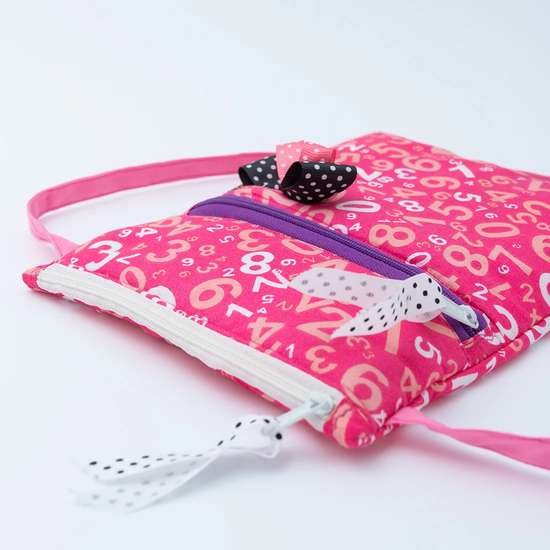 Happy Princess Pink Sling Bag for Girls - Numerals Printed - Image 3