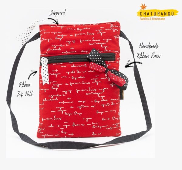 Happy Princess Red Text 2 https://chaturango.com/happy-princess-red-sling-bag-for-girls/