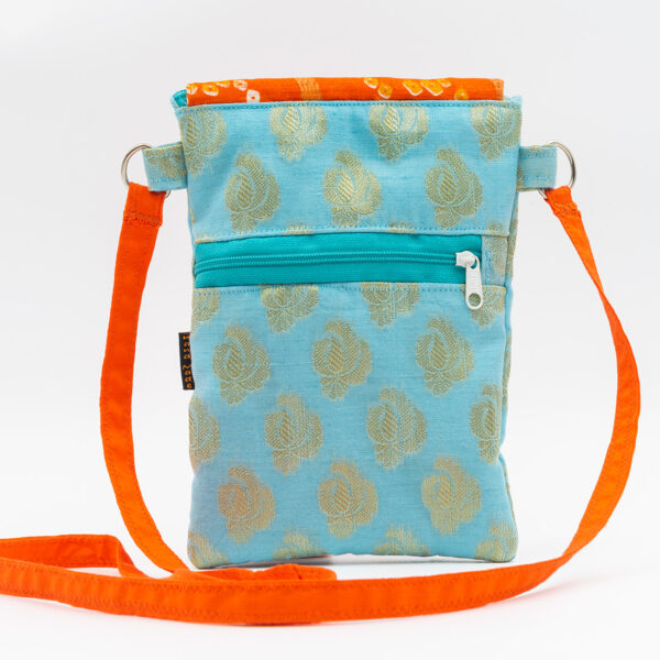 Orange Blue Sling Bag 6 https://chaturango.com/brocade-sling-bag-for-women-blue/